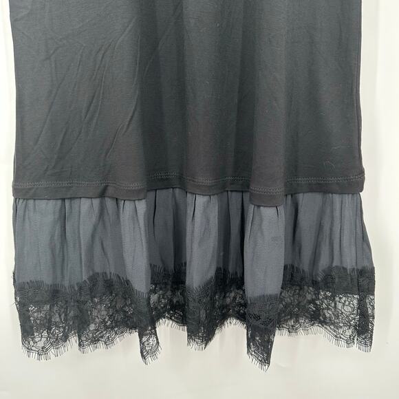 LOGO by Lori Goldstein Sleeveless Tank Tunic Lace Hem Black Womens XXS 2XS - Picture 4 of 10